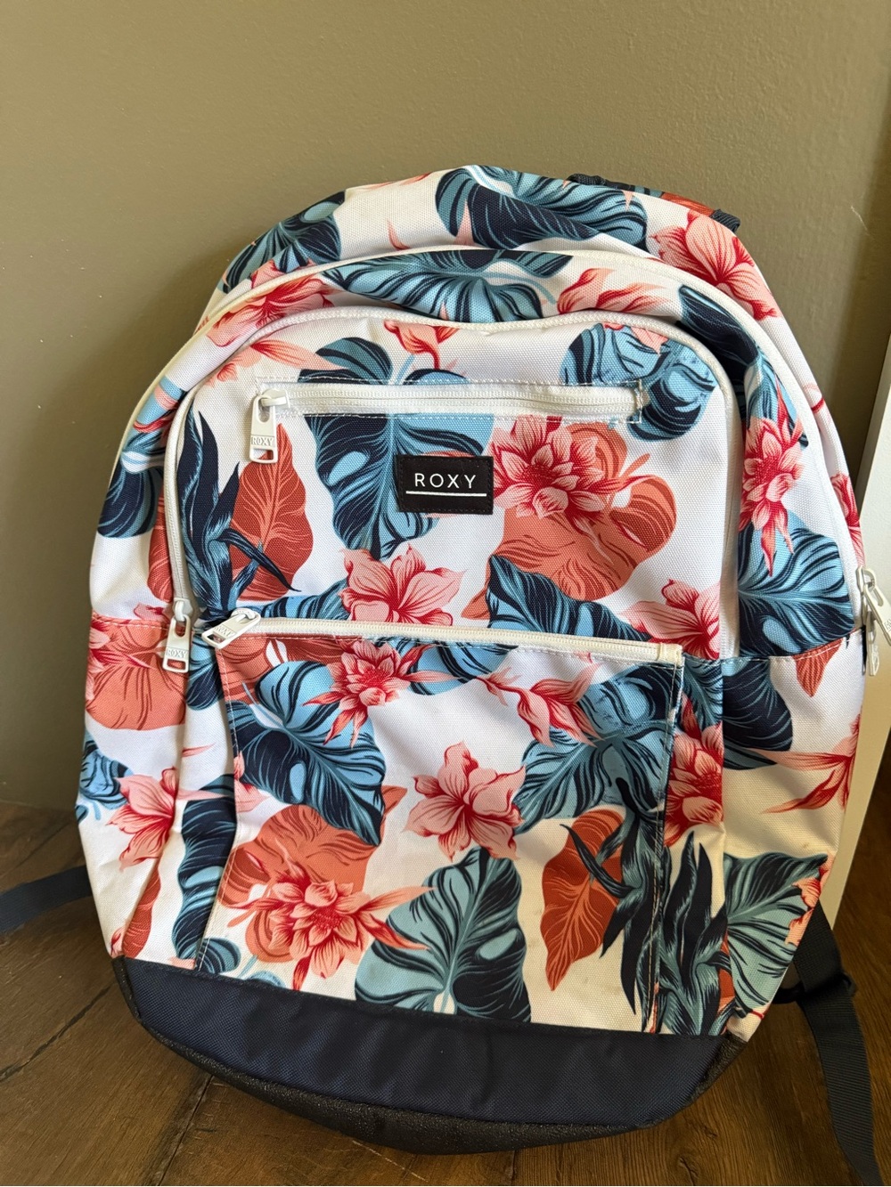 Roxy Tropical Floral Backpack - Coral, Teal & Navy